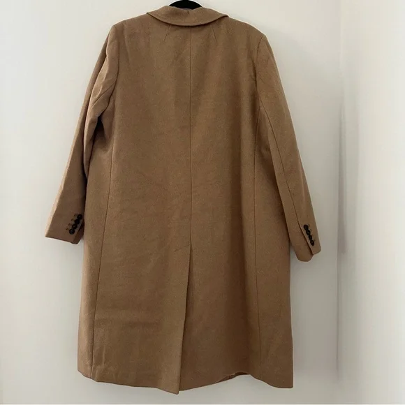 J. Crew Double-breasted Topcoat Trench Italian Wool-Cashmere Tan Plus Size 18 - Picture 3 of 10